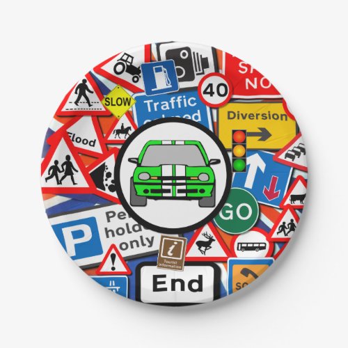 Colorful Road Signs Birthday Party Paper Plates