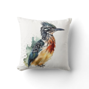Colorful Roadrunner in watercolor Throw Pillow