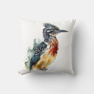 Colorful Roadrunner in watercolor Throw Pillow
