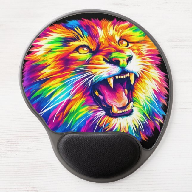 Colorful Roaring Lion Mouse Pad (Front)