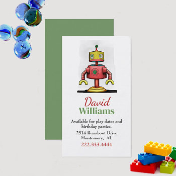 Colorful Robot Children Calling Card by DizzyDebbie at Zazzle
