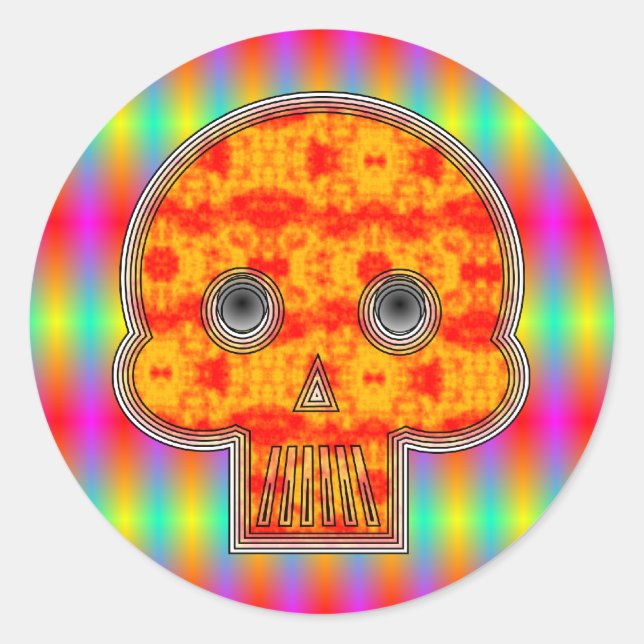 Colorful Robot Skull Classic Round Sticker (Front)