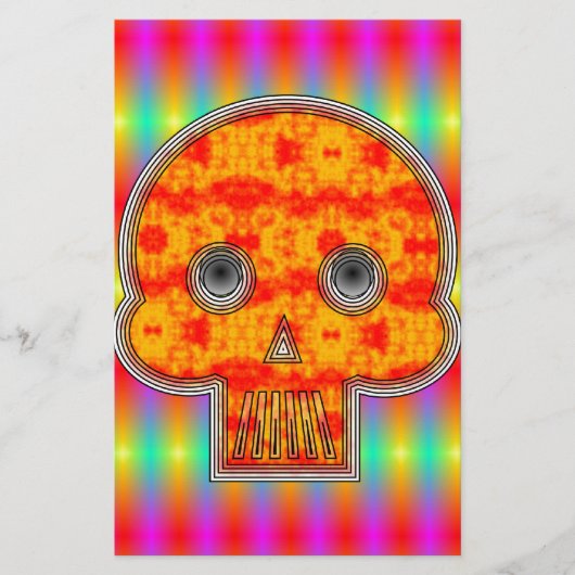Colorful Robot Skull On Rainbow Background (Front)