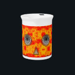 Colorful Robot Skull On Rainbow Background Beverage Pitcher<br><div class="desc">A sci-fi inspired robot skull. All digital image. Original drawing.</div>