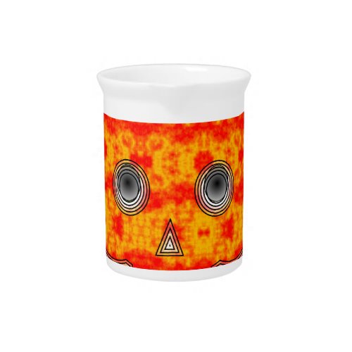 Colorful Robot Skull On Rainbow Background Beverage Pitcher