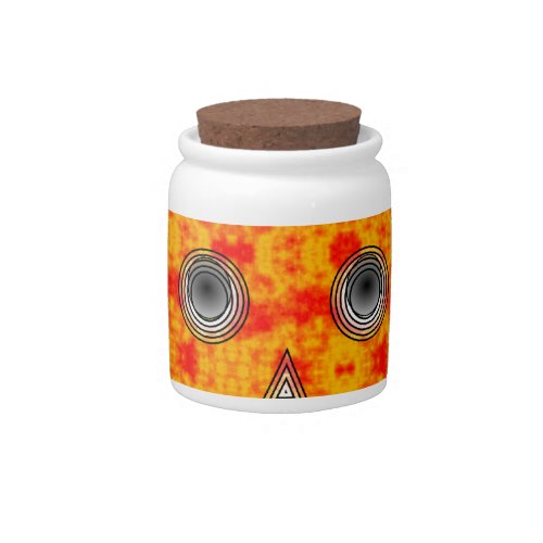 Colorful Robot Skull On Rainbow Background Candy Jar