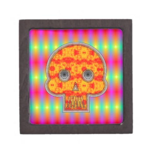 Colorful Robot Skull On Rainbow Background Gift Box