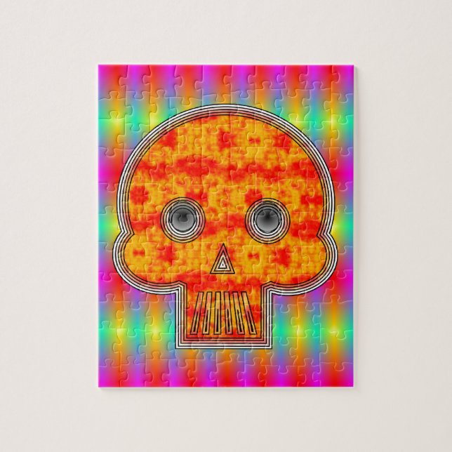 Colorful Robot Skull On Rainbow Background Jigsaw Puzzle (Vertical)