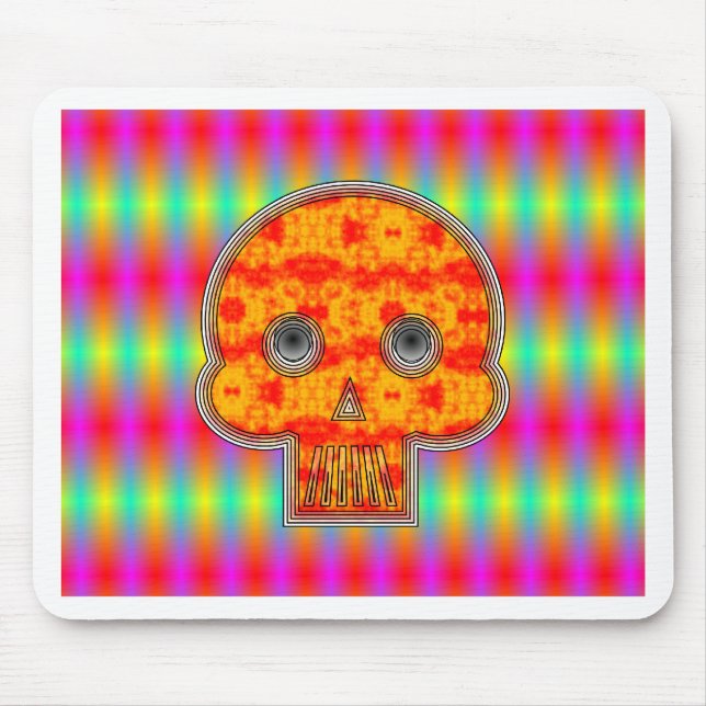 Colorful Robot Skull On Rainbow Background Mouse Pad (Front)