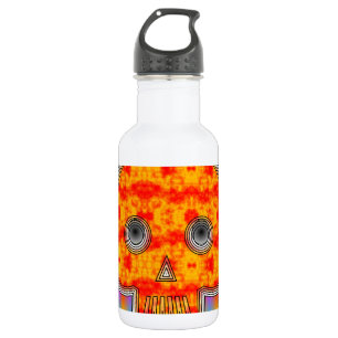 Colorful Robot Skull On Rainbow Background Water Bottle