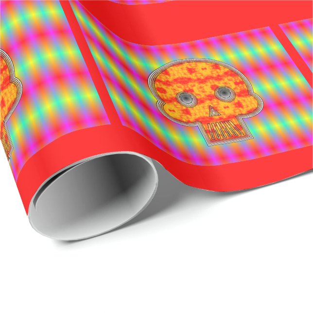 Colorful Robot Skull On Rainbow Background Wrapping Paper (Roll Corner)