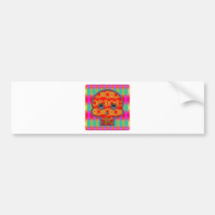 Colorful Robot Skull Painting Bumper Sticker