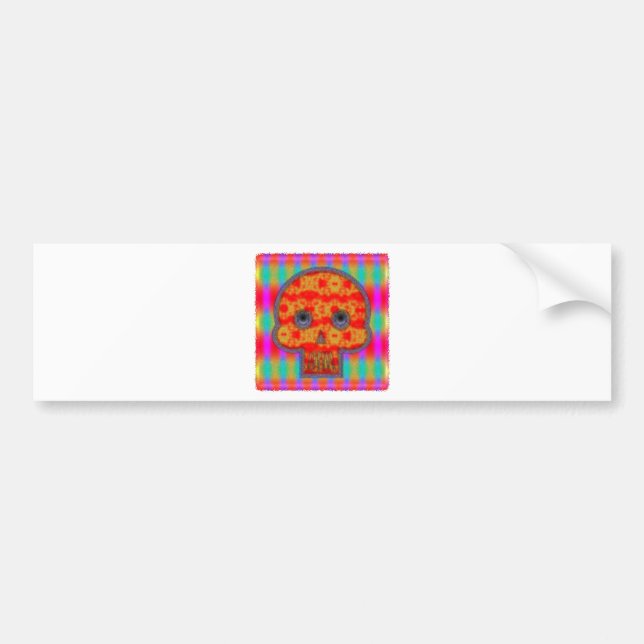 Colorful Robot Skull Painting Bumper Sticker (Front)