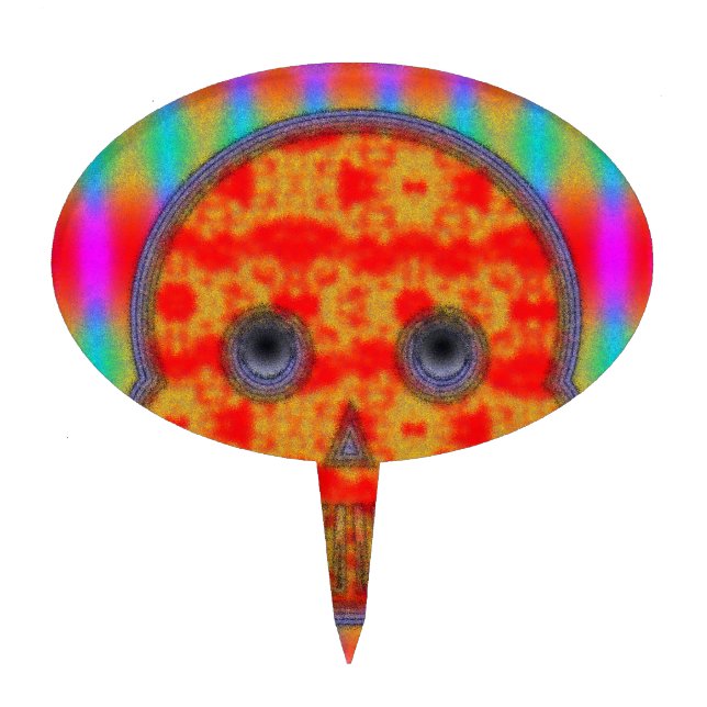 Colorful Robot Skull Painting Cake Topper (Front)