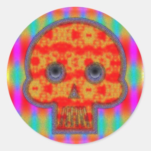 Colorful Robot Skull Painting Classic Round Sticker