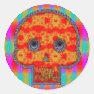 Colorful Robot Skull Painting Classic Round Sticker