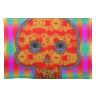 Colorful Robot Skull Painting Cloth Placemat