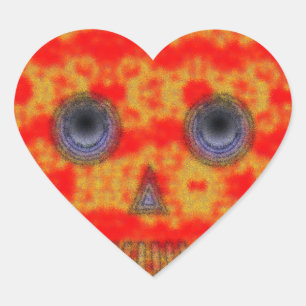 Colorful Robot Skull Painting Heart Sticker