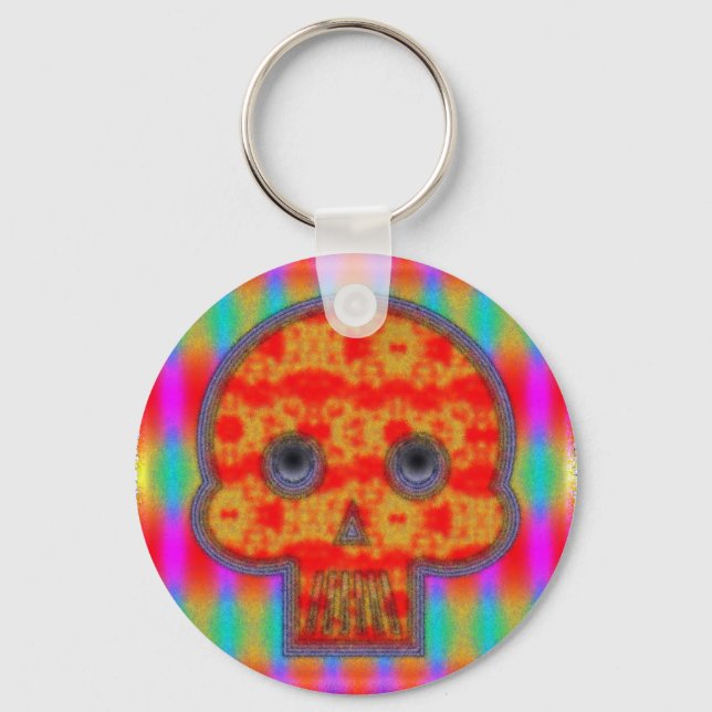 Colorful Robot Skull Painting Keychain (Front)