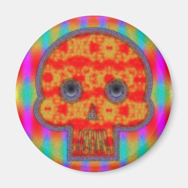 Colorful Robot Skull Painting Magnet (Front)