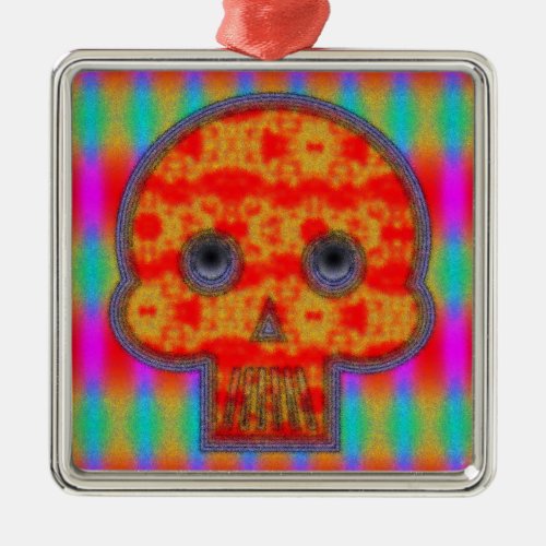 Colorful Robot Skull Painting Metal Ornament