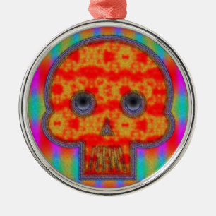 Colorful Robot Skull Painting Metal Ornament