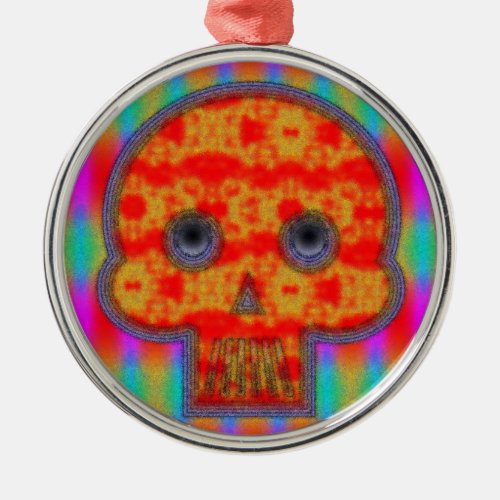 Colorful Robot Skull Painting Metal Ornament