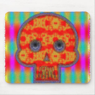 Colorful Robot Skull Painting Mouse Pad