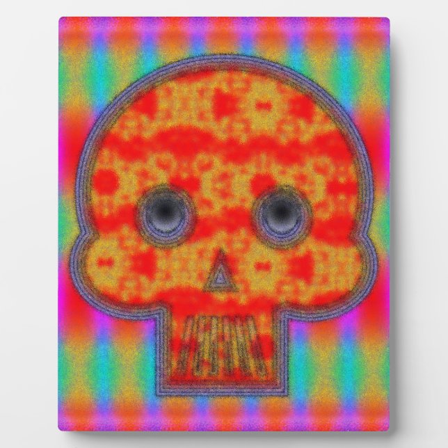 Colorful Robot Skull Painting Plaque (Front)