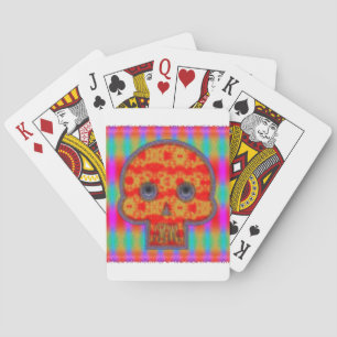 Colorful Robot Skull Painting Poker Cards