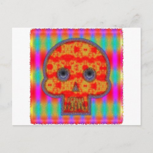 Colorful Robot Skull Painting Postcard