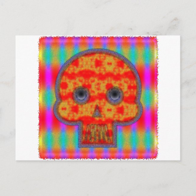 Colorful Robot Skull Painting Postcard (Front)