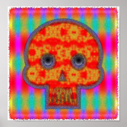 Colorful Robot Skull Painting Poster