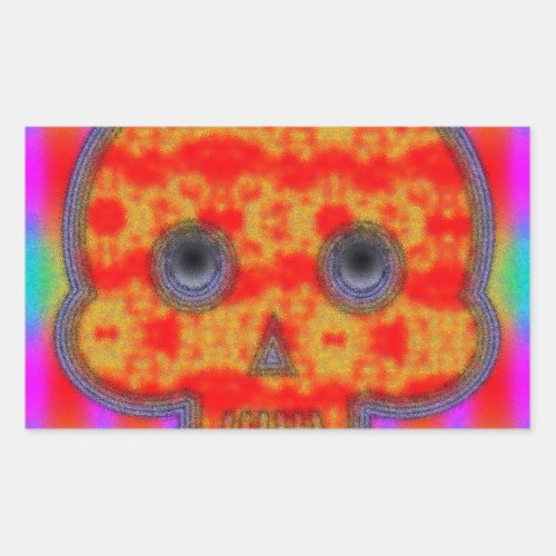 Colorful Robot Skull Painting Rectangular Sticker