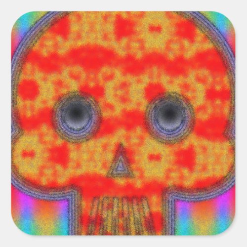 Colorful Robot Skull Painting Square Sticker