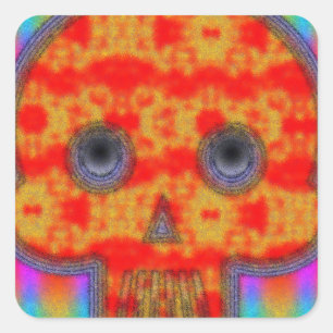Colorful Robot Skull Painting Square Sticker