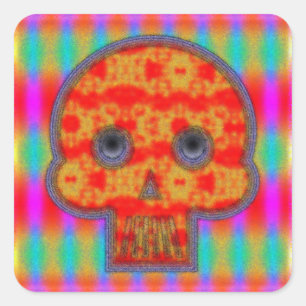 Colorful Robot Skull Painting Square Sticker