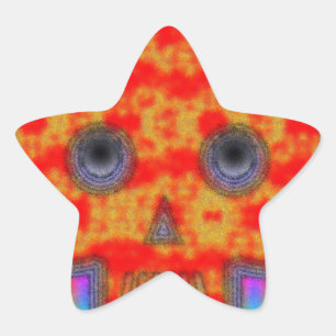 Colorful Robot Skull Painting Star Sticker