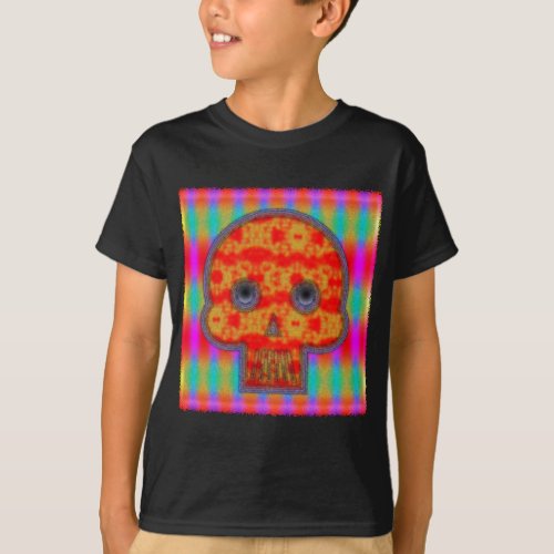 Colorful Robot Skull Painting T_Shirt