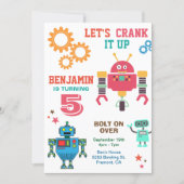Colorful Robots Kids Birthday Party Invitation (Front)