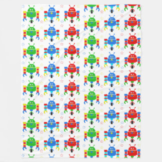 Colorful Robots Kids Duvet Cover Fleece Blanket