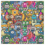 Colorful robots - pattern for all robot fans fabric