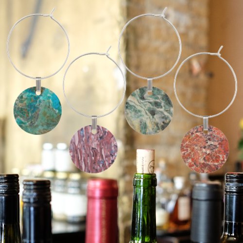 Colorful Rock and Mineral Stone Patterns Wine Charm