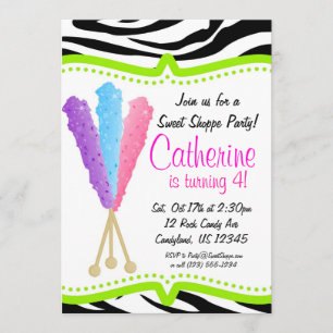 Colorful Rock Candy Birthday Party Invitation