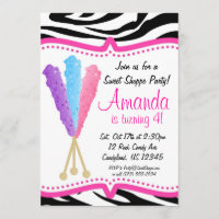 Colorful Rock Candy Birthday Party Invitation