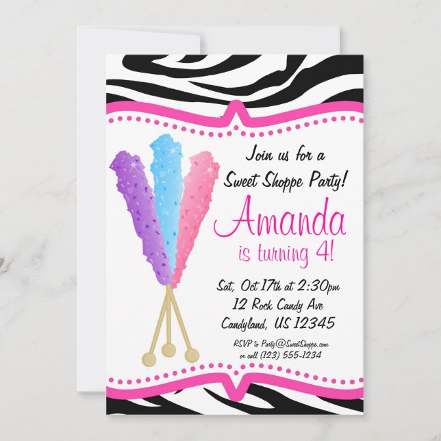 Colorful Rock Candy Birthday Party Invitation (Front)