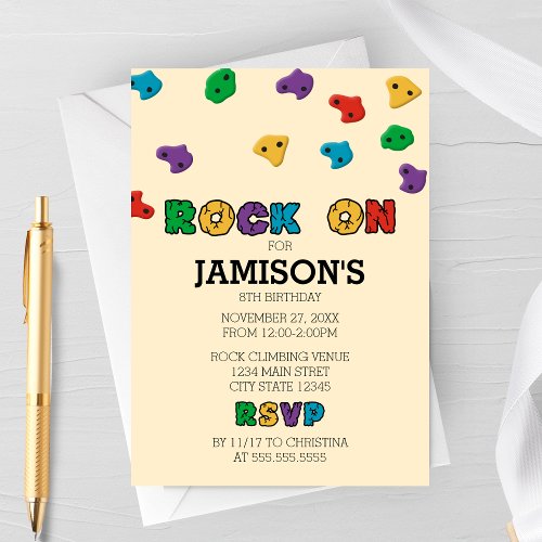 Colorful Rock Climbing Birthday Invitation