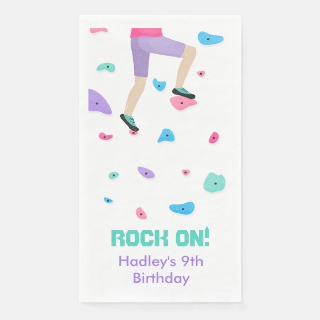 Colorful Rock Climbing Party Napkins (Front)