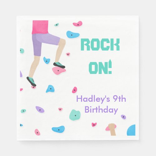 Colorful Rock Climbing Party Napkins