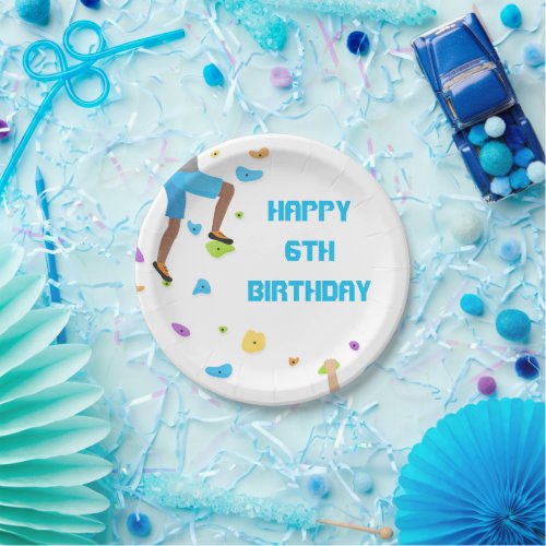 Colorful Rock Climbing Party  Paper Plate